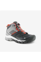 Waterdichte halfhoge wandelschoenen voor kinderen crossrock veters 35 38 grijs